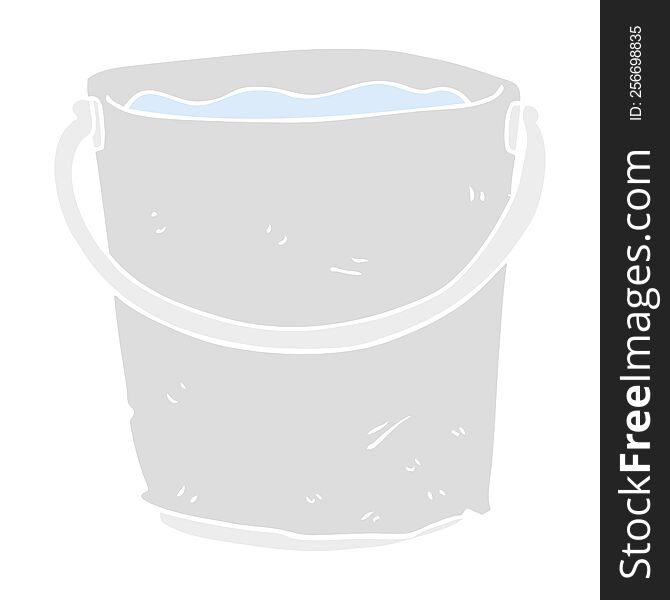 flat color illustration of bucket of water. flat color illustration of bucket of water