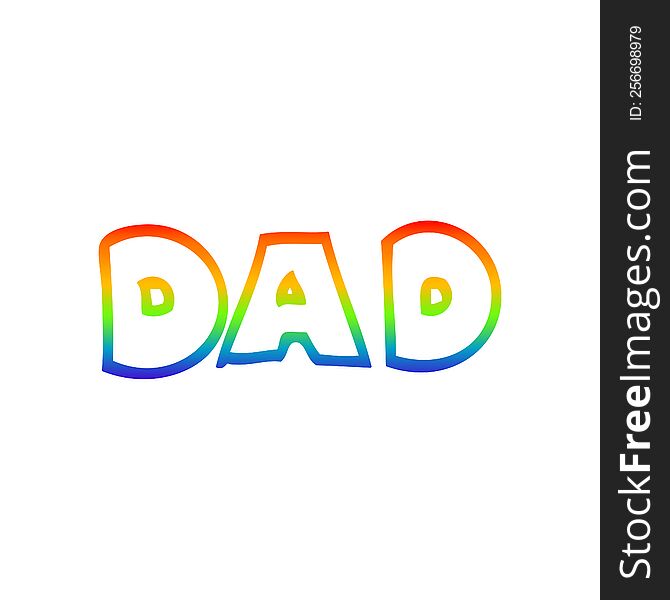 Rainbow Gradient Line Drawing  Cartoon Word Dad