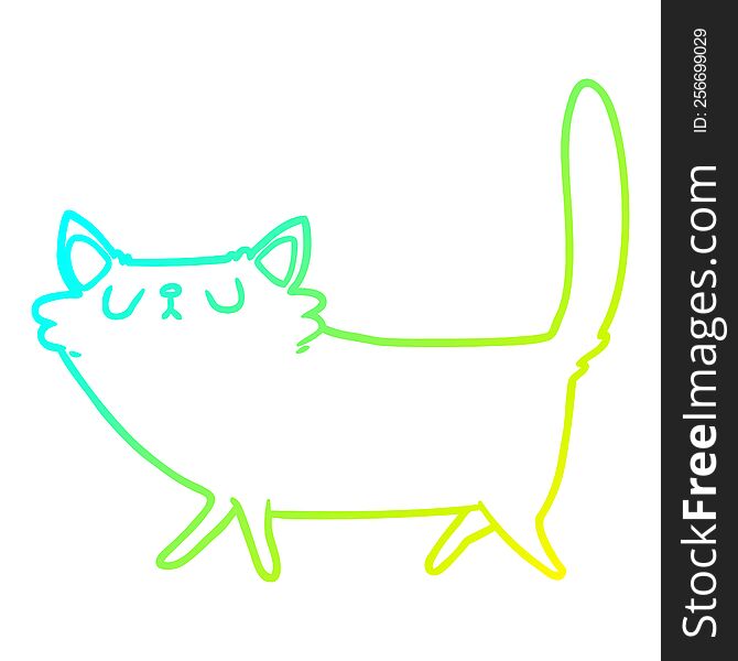 Cold Gradient Line Drawing Cartoon Black Cat