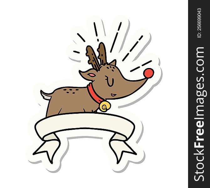 sticker of a tattoo style christmas reindeer