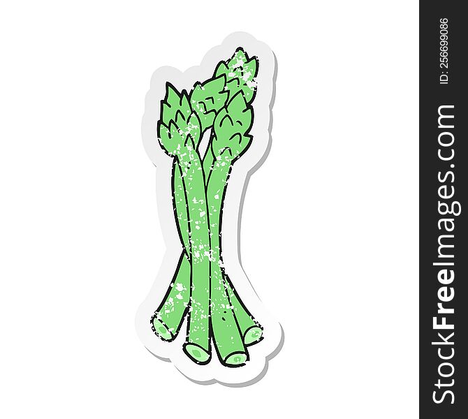 Distressed Sticker Of A Cartoon Asparagus
