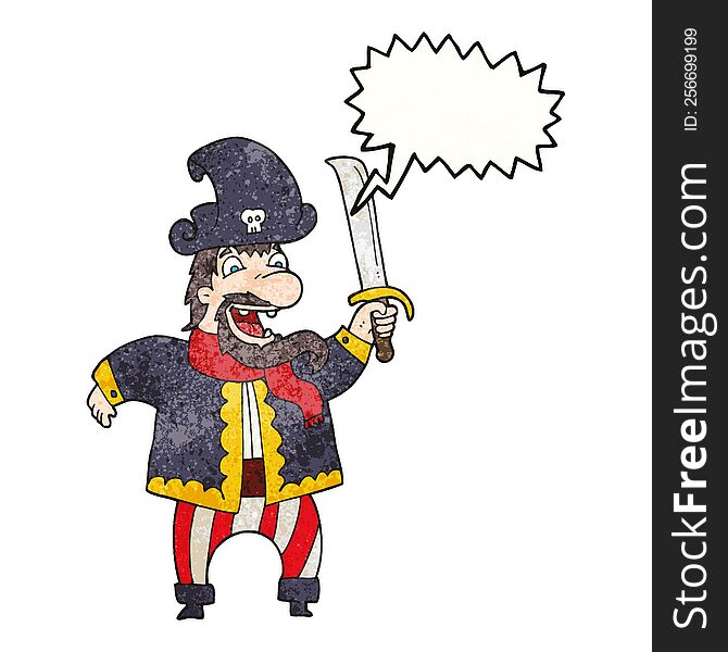Speech Bubble Textured Cartoon Laughing Pirate Captain
