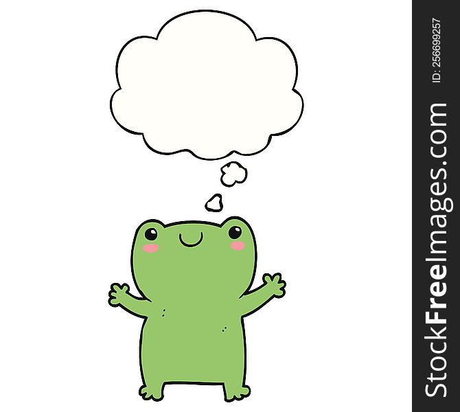 cute cartoon frog with thought bubble. cute cartoon frog with thought bubble