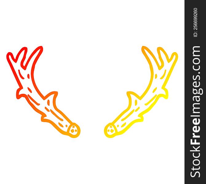 warm gradient line drawing of a cartoon antlers