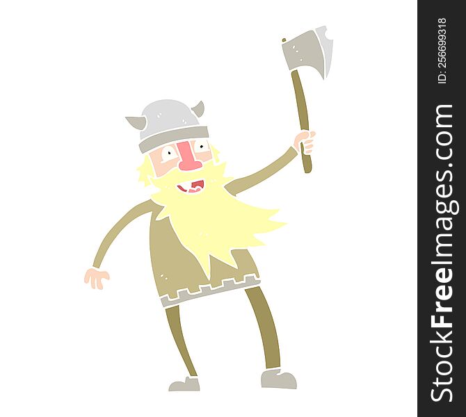 Flat Color Illustration Of A Cartoon Viking