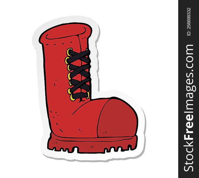 sticker of a cartoon old work boot
