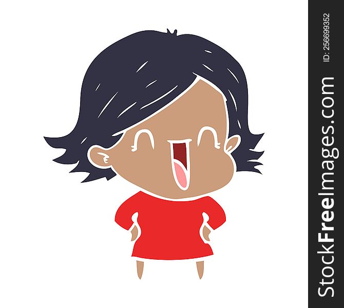 Flat Color Style Cartoon Laughing Woman