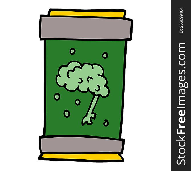 Cartoon Doodle Brain In Jar