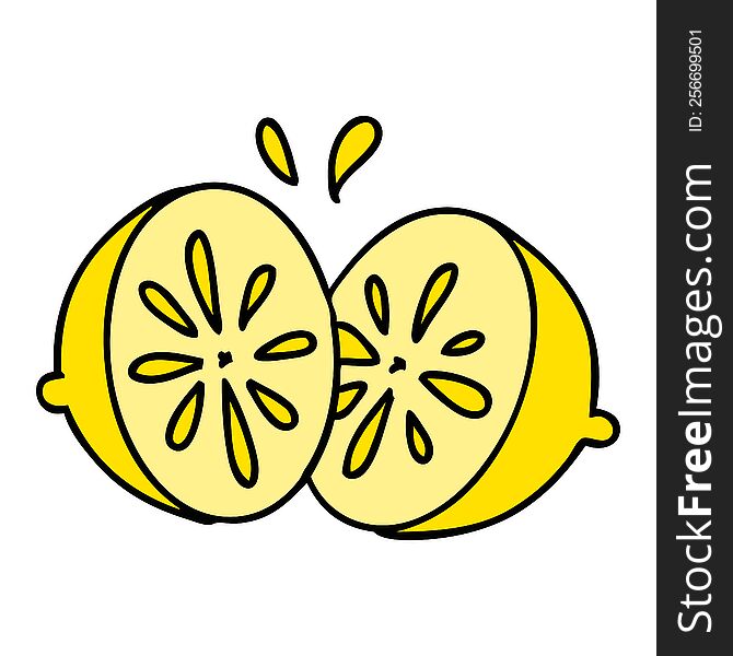 cartoon of a fresh lemon sliced in two. cartoon of a fresh lemon sliced in two