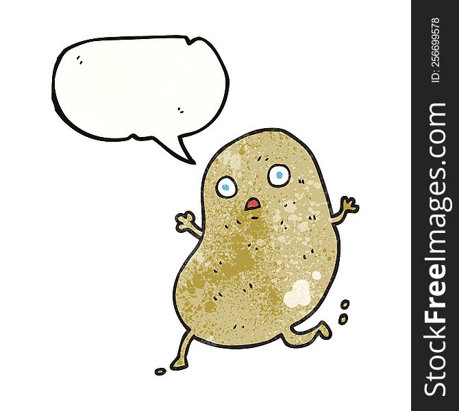 freehand speech bubble textured cartoon potato running