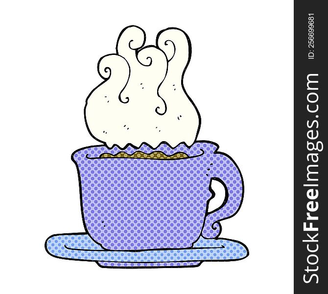 Comic Book Style Cartoon Cup Of Coffee