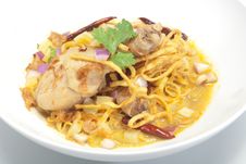 Egg Noodles With Chicken Stock Image Egg Noodles With Chicken Stock Image