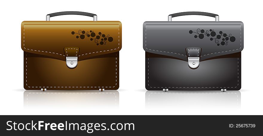 Elegant black and brown leather briefcases. Elegant black and brown leather briefcases