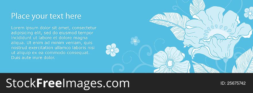 Beautiful banner with flowers in monochromatic colors. Beautiful banner with flowers in monochromatic colors