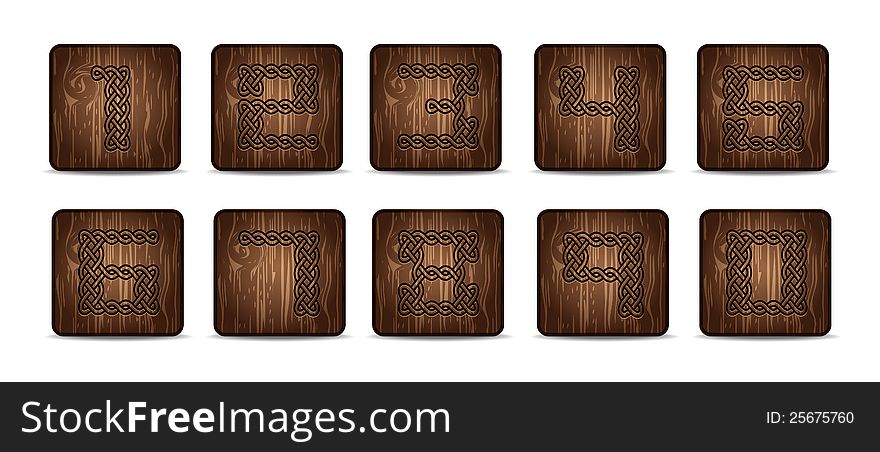 Stranded figures on  wooden tablets. Stranded figures on  wooden tablets