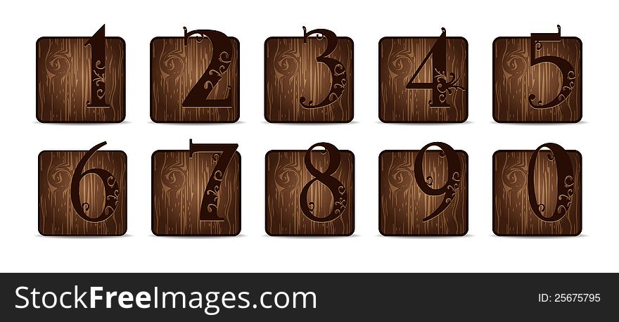 Elegant figures on  wooden tablets. Elegant figures on  wooden tablets