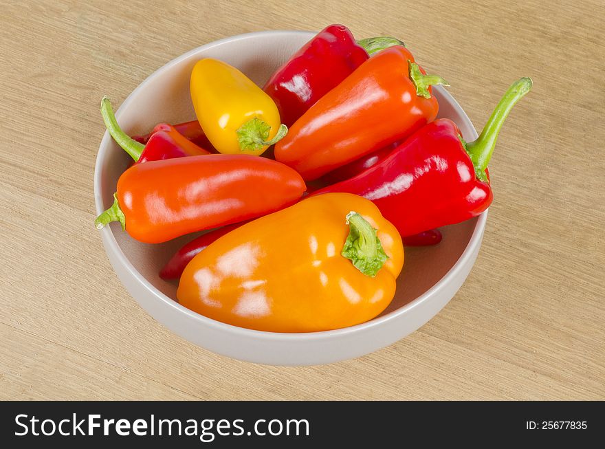 Bowl of Colorful Sweet Gourmet Peppers