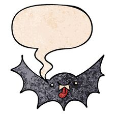 Cartoon Vampire Bat And Speech Bubble In Retro Texture Style Stock Photo