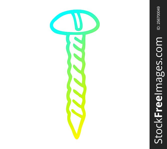 cold gradient line drawing of a cartoon metal screw