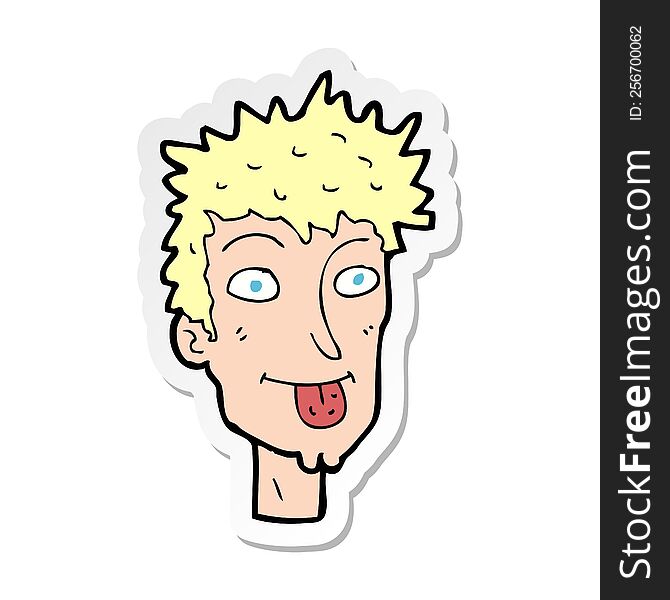 Sticker Of A Cartoon Man Sticking Out Tongue