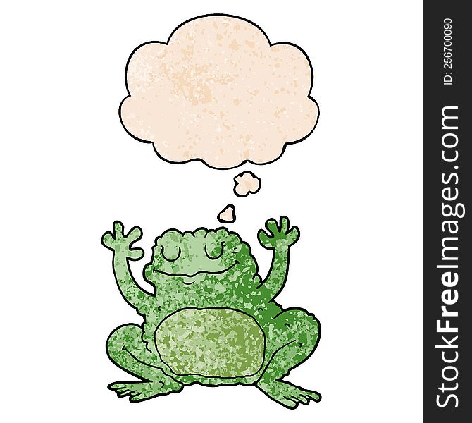 cartoon frog with thought bubble in grunge texture style. cartoon frog with thought bubble in grunge texture style