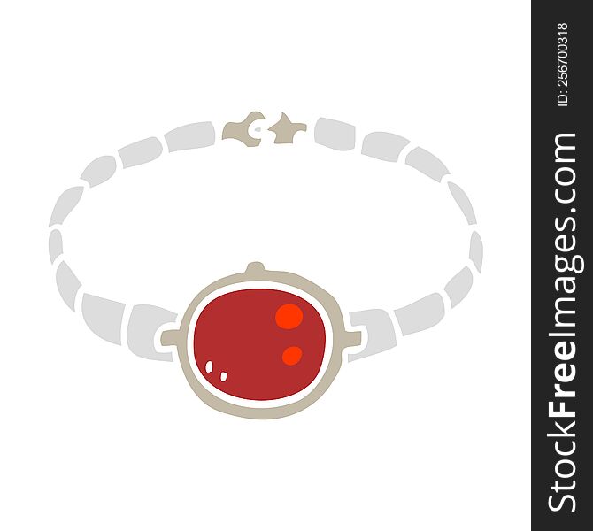 flat color illustration of ruby bracelet. flat color illustration of ruby bracelet