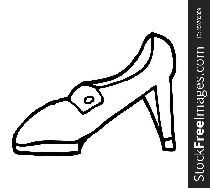 line drawing cartoon of a red shoe