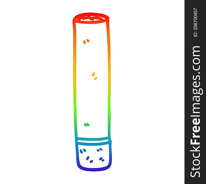 rainbow gradient line drawing of a cartoon tobacco cigarette