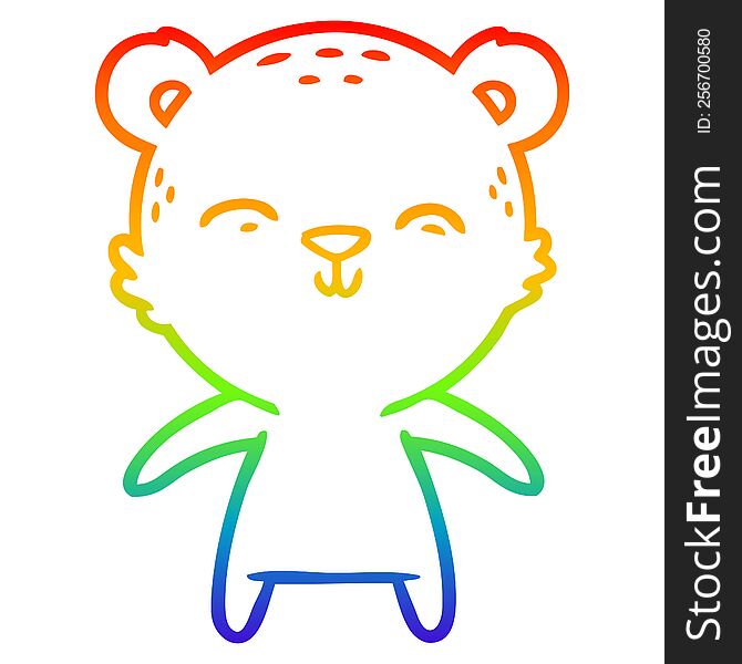 rainbow gradient line drawing of a happy cartoon bear