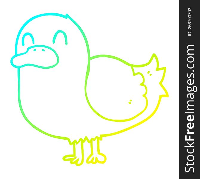 cold gradient line drawing of a cartoon duck