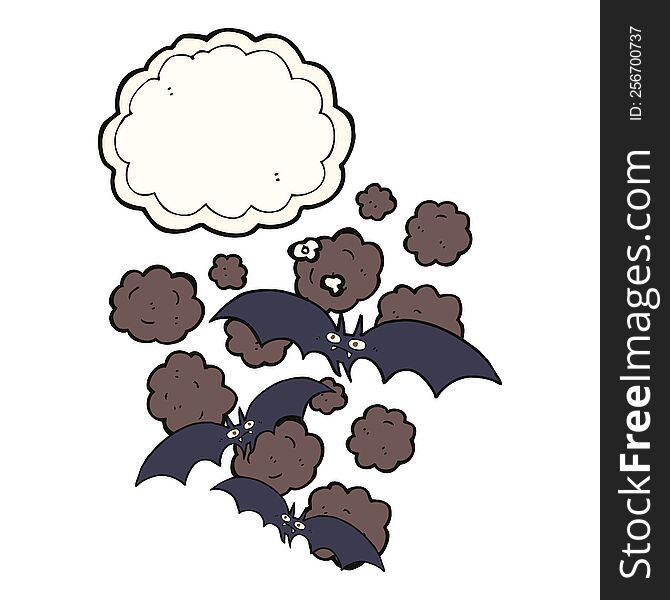 cartoon vampire bats with thought bubble