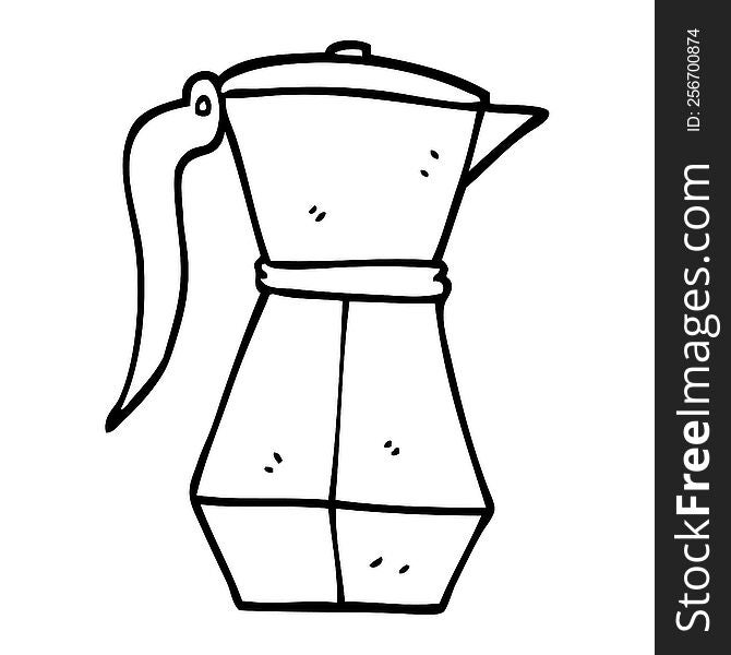 line drawing cartoon espresso coffee pot