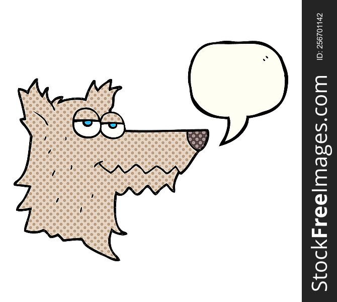 freehand drawn comic book speech bubble cartoon wolf head