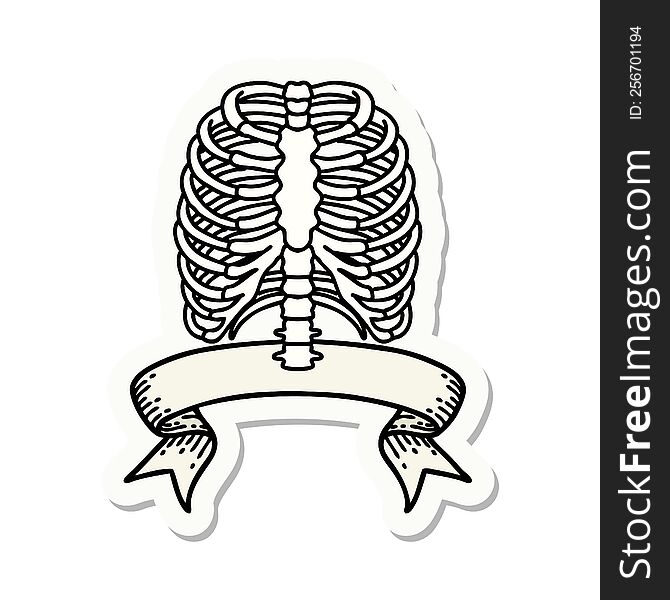 Tattoo Sticker With Banner Of A Rib Cage
