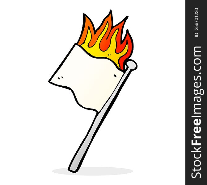 cartoon burning white flag