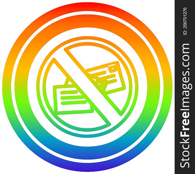 no mail circular icon with rainbow gradient finish. no mail circular icon with rainbow gradient finish