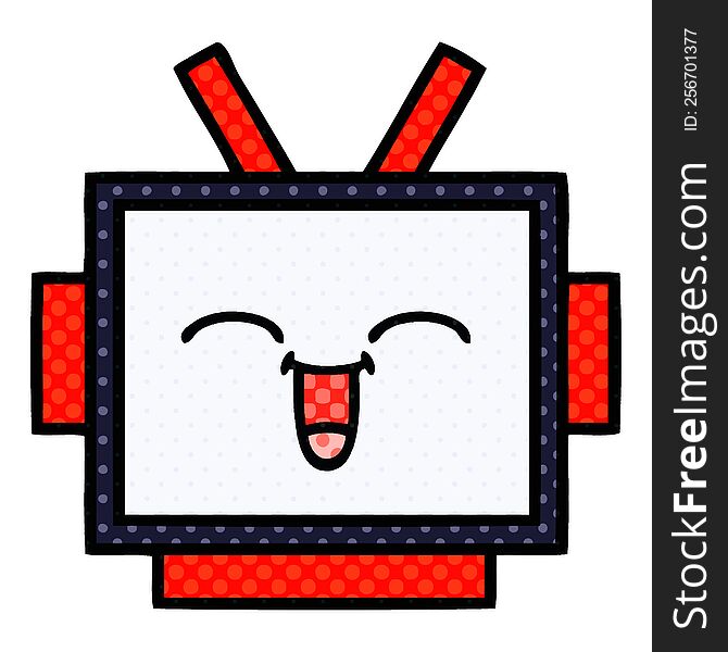 Comic Book Style Cartoon Robot Head