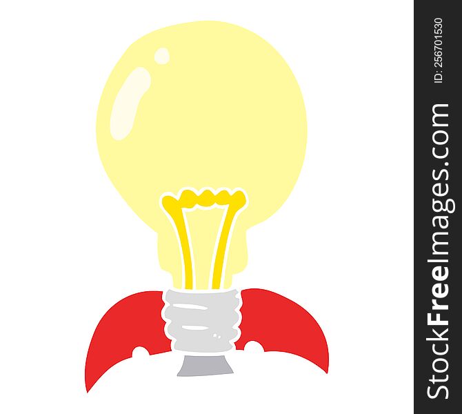 flat color illustration of a cartoon lightbulb rocket ship