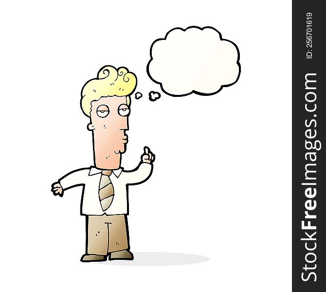 Cartoon Bored Man Asking Question With Thought Bubble