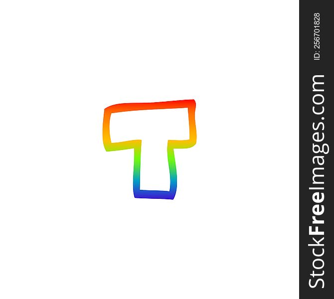 Rainbow Gradient Line Drawing Cartoon Letter T