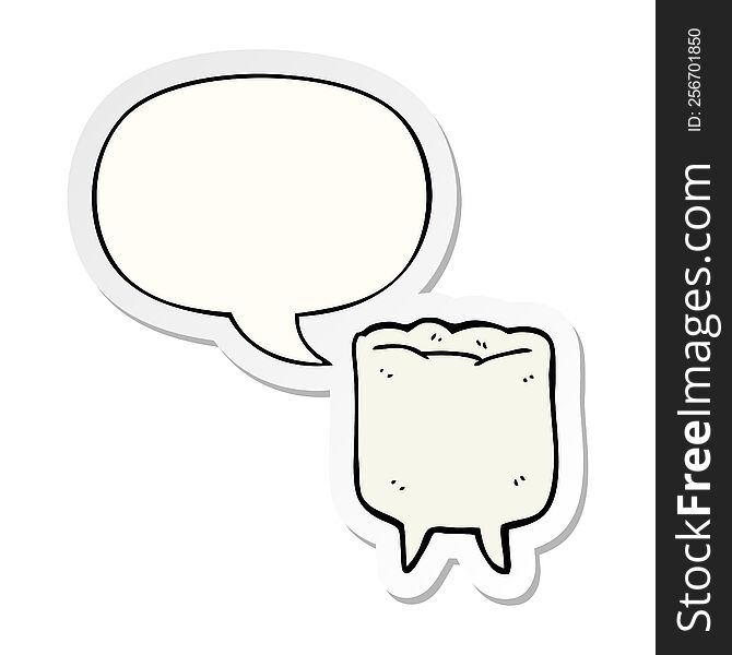 Cartoon Tooth And Speech Bubble Sticker