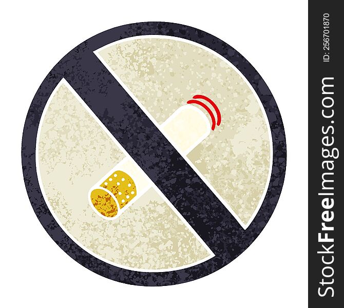 retro illustration style cartoon of a no smoking allowed sign