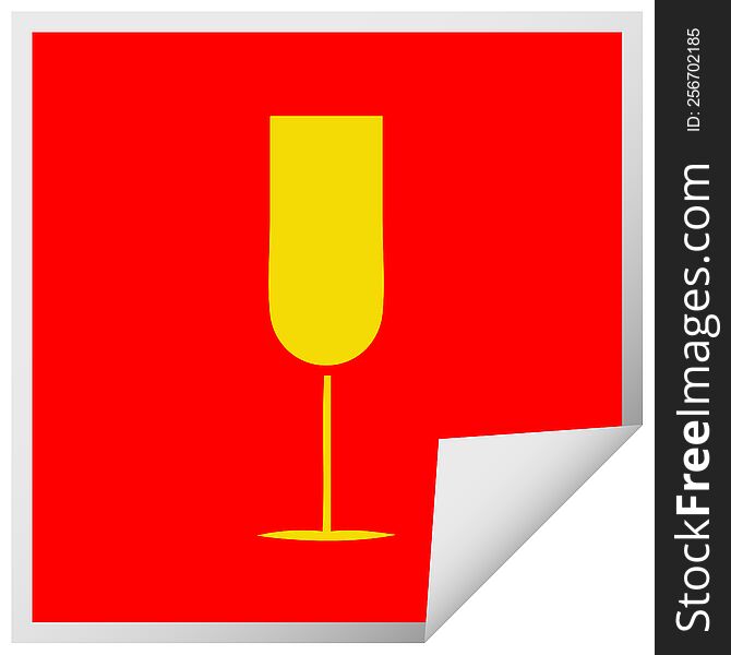 Square Peeling Sticker Cartoon Champagne Flute
