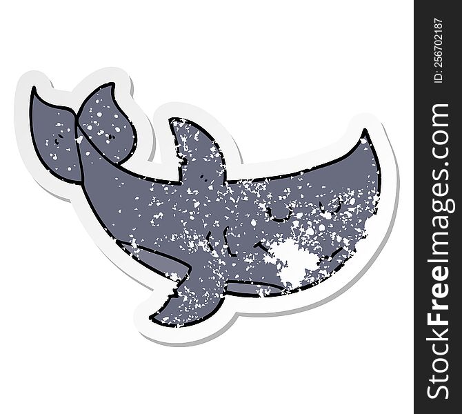 Distressed Sticker Of A Cartoon Shark