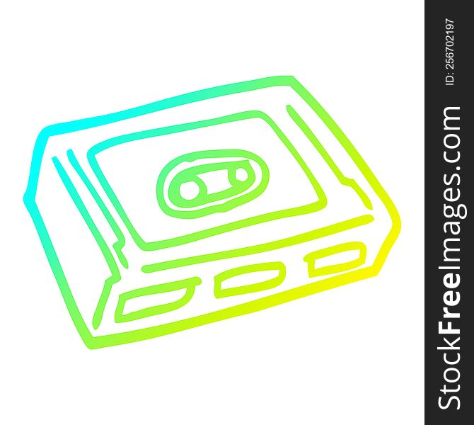 cold gradient line drawing of a cartoon cassette tape deck