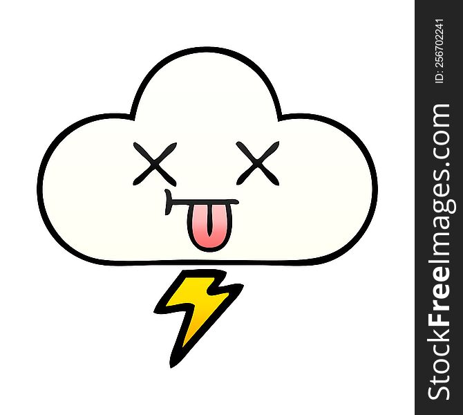 Gradient Shaded Cartoon Thunder Cloud