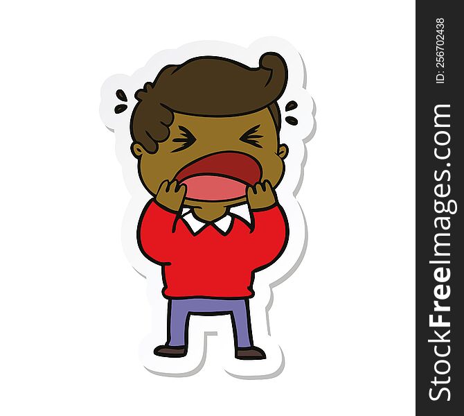 Sticker Of A Cartoon Shouting Man