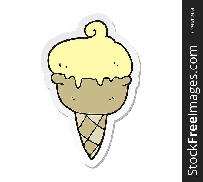 sticker of a cartoon ice cream