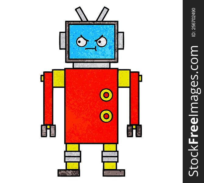 retro grunge texture cartoon robot