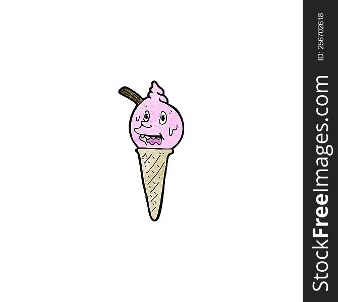 melting ice cream cone cartoon character